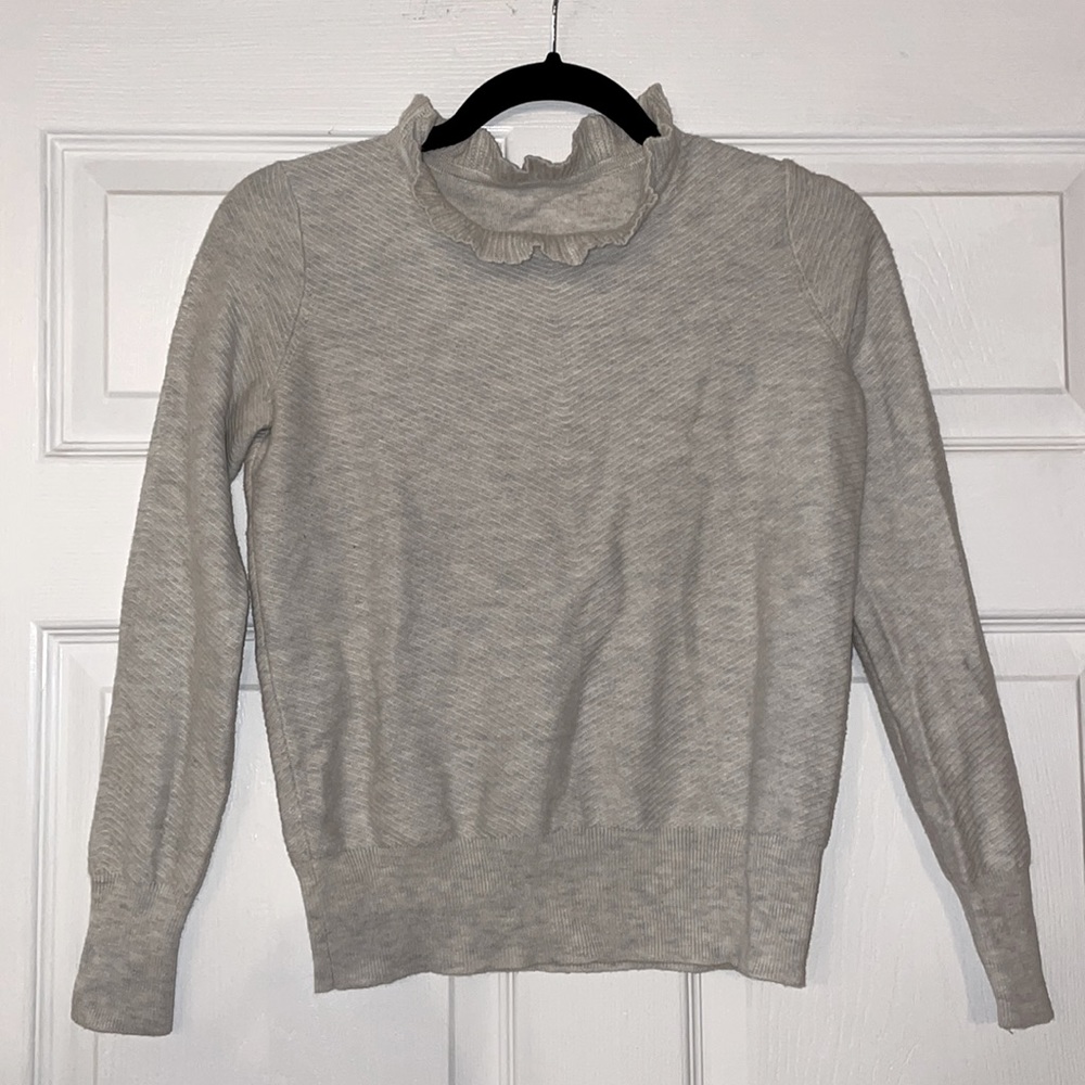 Heather Grey Wool Fitted Knit Sweater